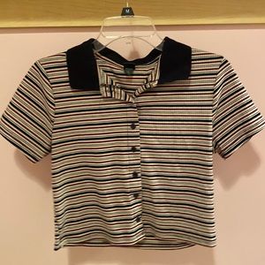 Multicolored striped crop top.